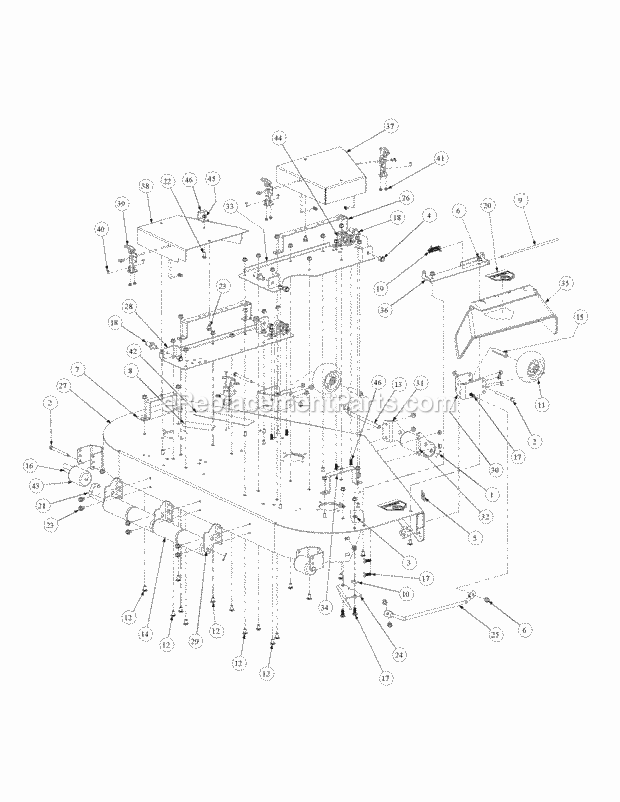 Fabricated Cutter Deck Diagram and Parts List for M60-KHEFI 53AB5HEX750 Cub Cadet Sprayer